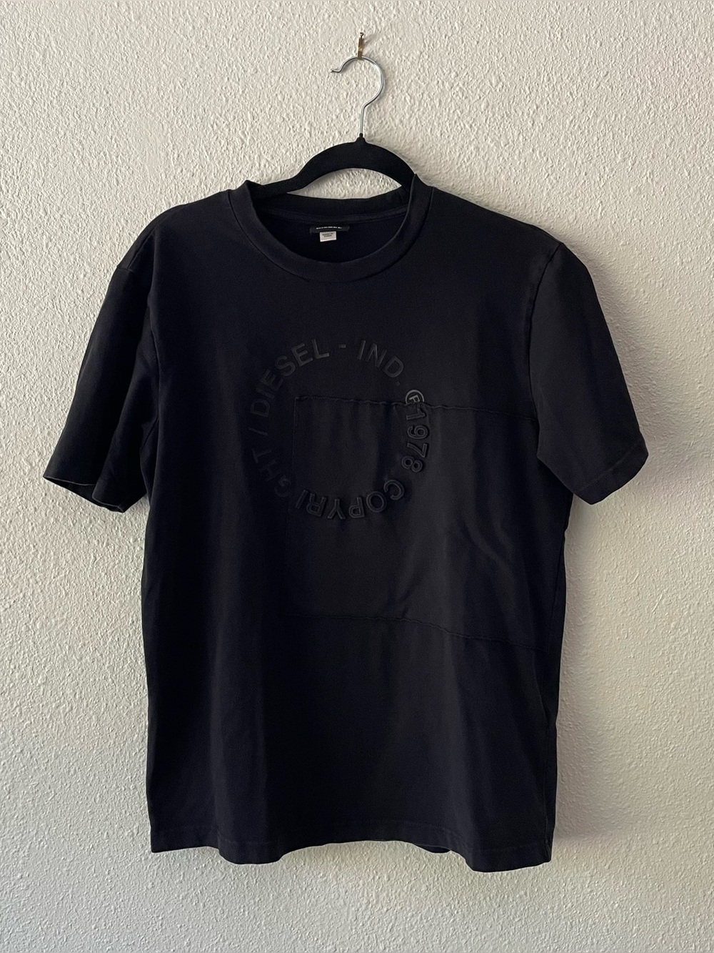 Diesel T-Just-Emb Men’s Small Black Heavyweight Cotton Graphic T-Shirt